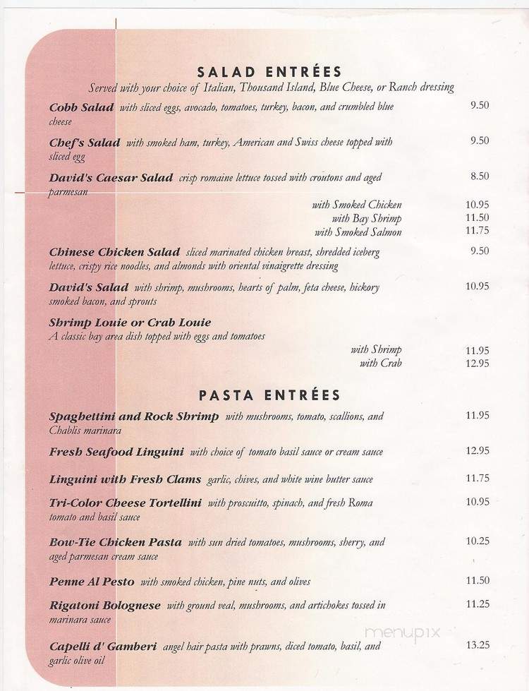 David's Restaurant - Santa Clara, CA menu_pic