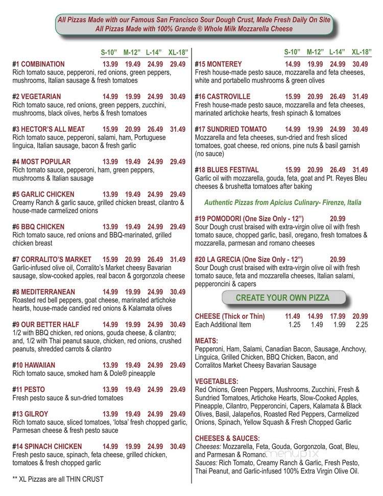 Pizza 1 - Aptos, CA menu_pic