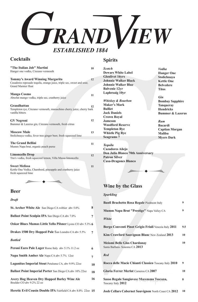 Mt Hamilton Grandview Restaurant - Mount Hamilton, CA menu_pic