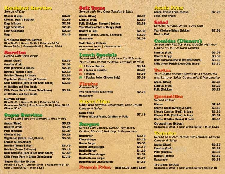 Ramona's Comida Mexicana - Sacramento, CA menu_pic