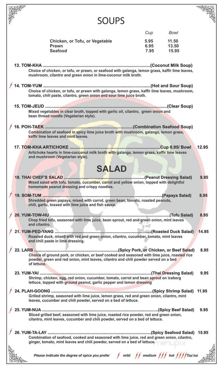 Thai Chefs House - Sacramento, CA menu_pic