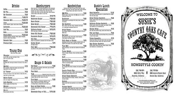 Susie's Country Oaks Cafe - Roseville, CA menu_pic