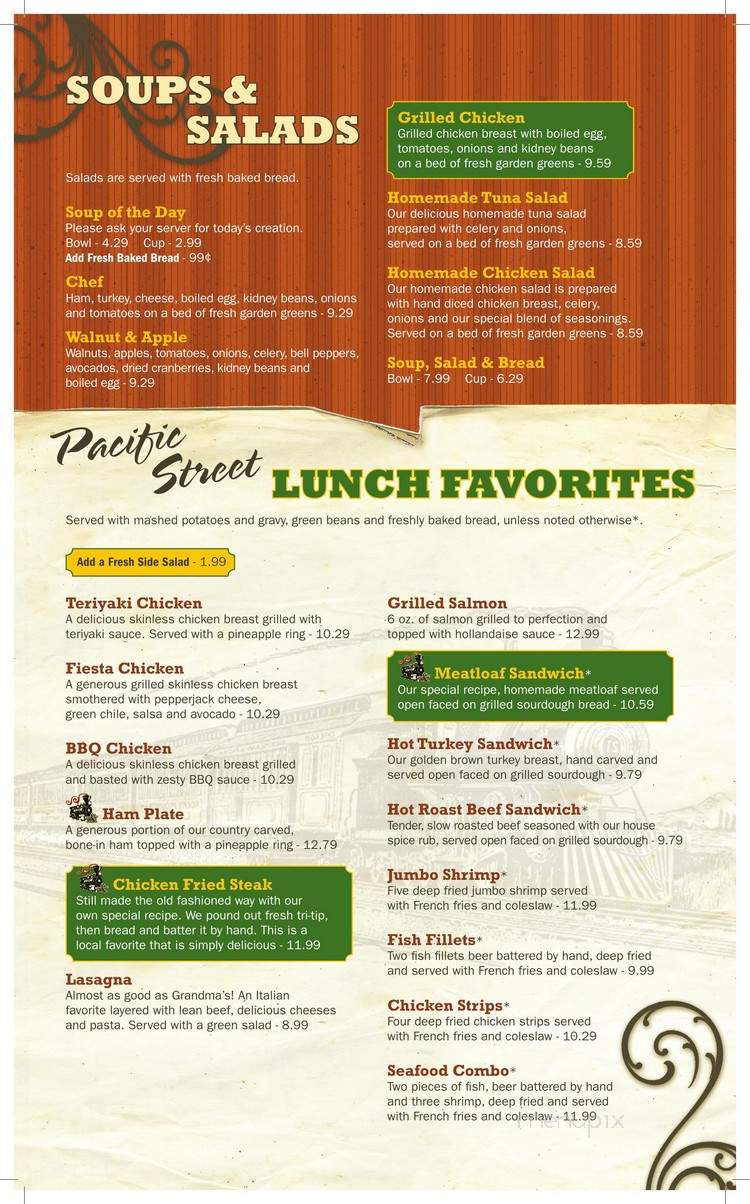 Pacific Street Cafe - Roseville, CA menu_pic