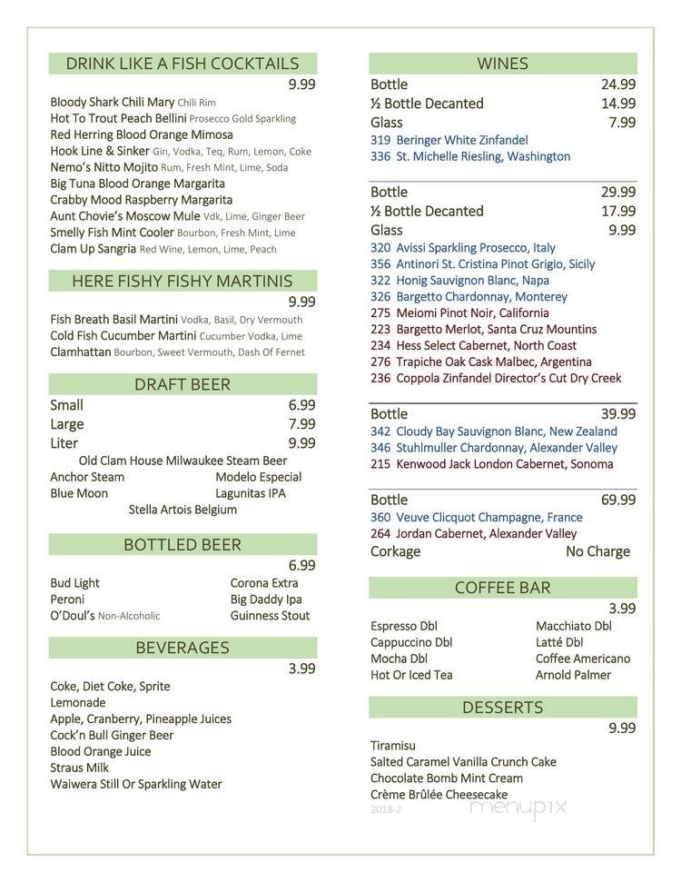 The Old Clam House - San Francisco, CA menu_pic