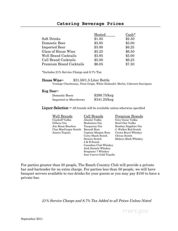 Ranch Restaurant - Denver, CO menu_pic