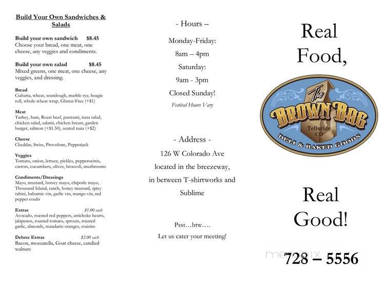 Brown Bag Telluride - Telluride, CO menu_pic