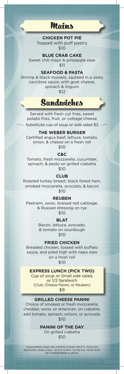 Weber Bar & Grille - Denver, CO menu_pic