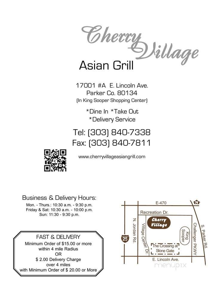 Cherry Village Asian Grill - Parker, CO menu_pic