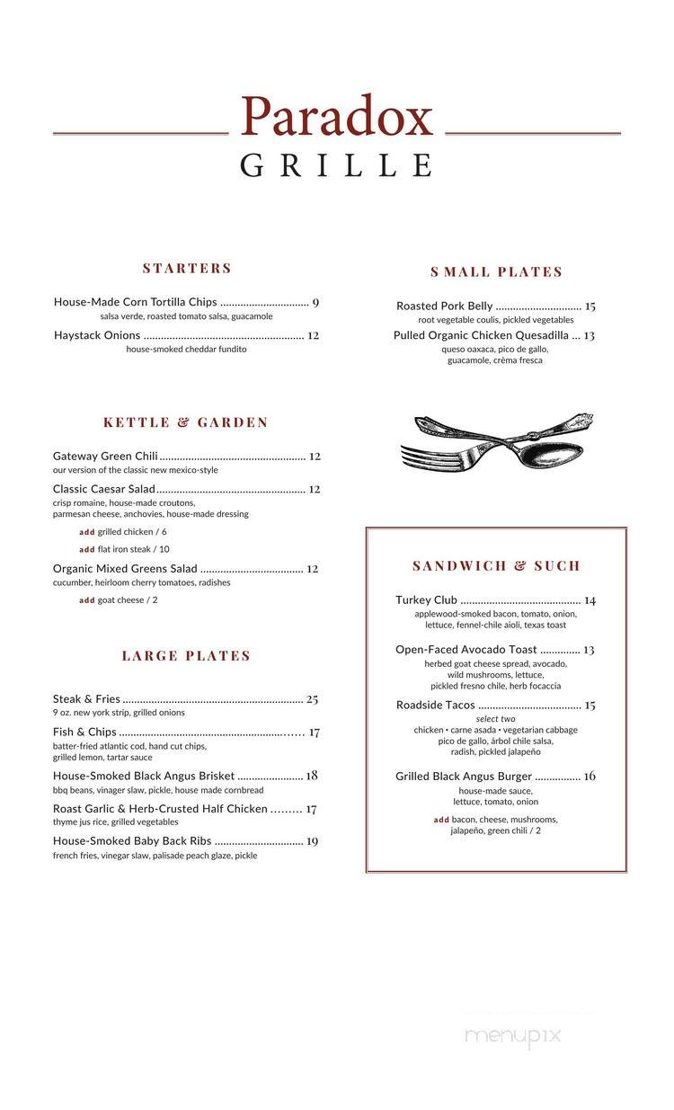 Paradox Grille - Gateway, CO menu_pic
