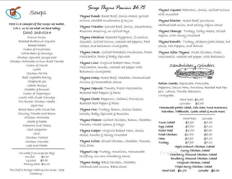 Soup Thyme - Monroe, CT menu_pic
