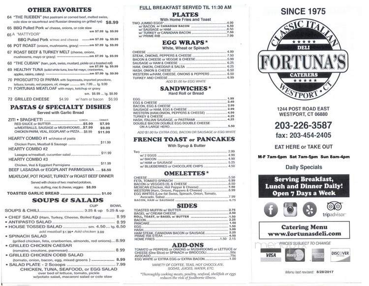 Fortuna Restaurant - Westport, CT menu_pic