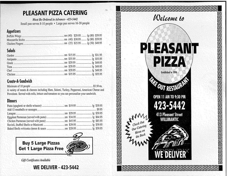 Pleasant Pizza - Willimantic, CT menu_pic