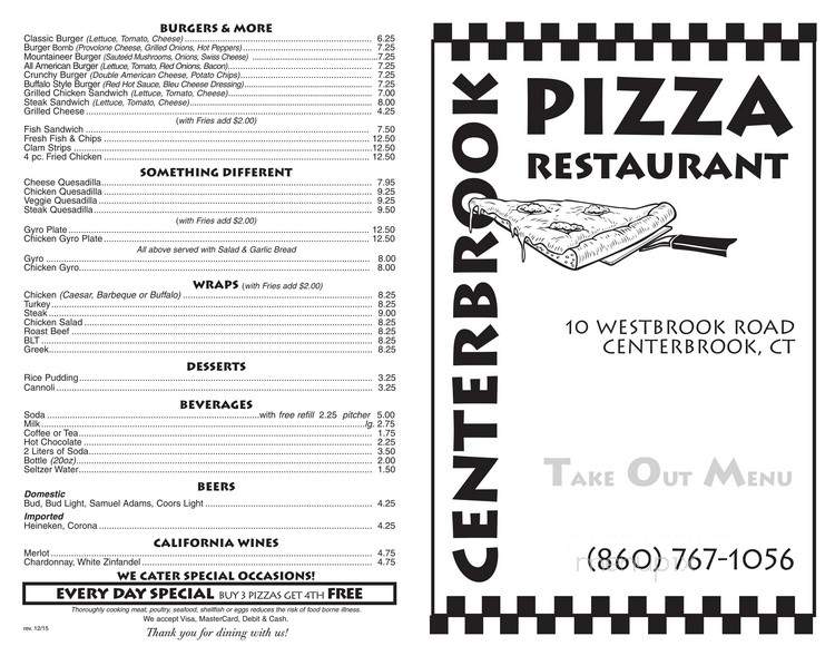 Centerbrook Pizza Restaurant - Centerbrook, CT