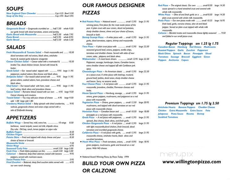 Willington Pizza Too - Willington, CT menu_pic