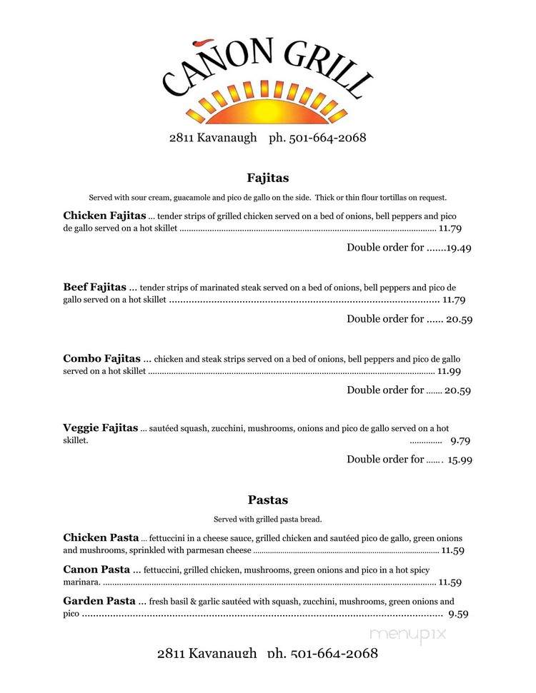 Canon Grill - Little Rock, AR menu_pic