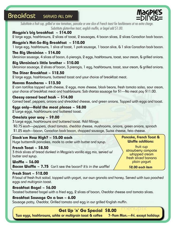 Magpie's Diner - Powell River, BC menu_pic
