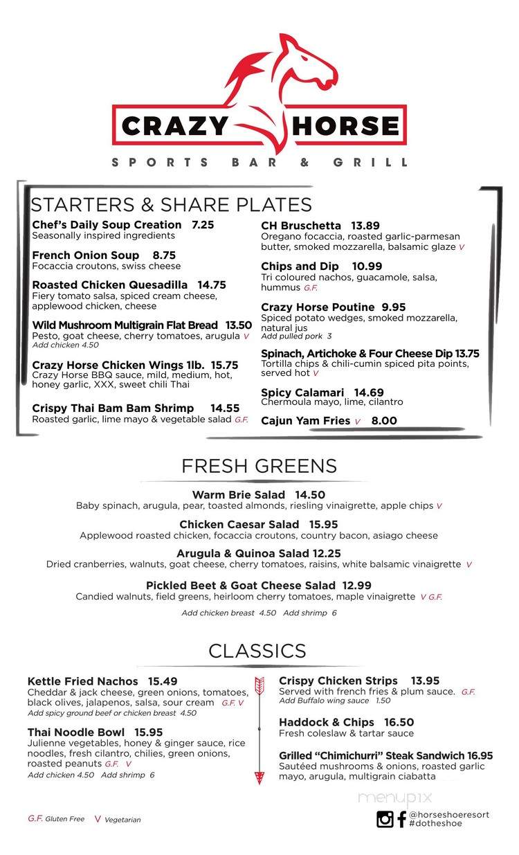 Crazy Horse Restaurant - Barrie, ON menu_pic