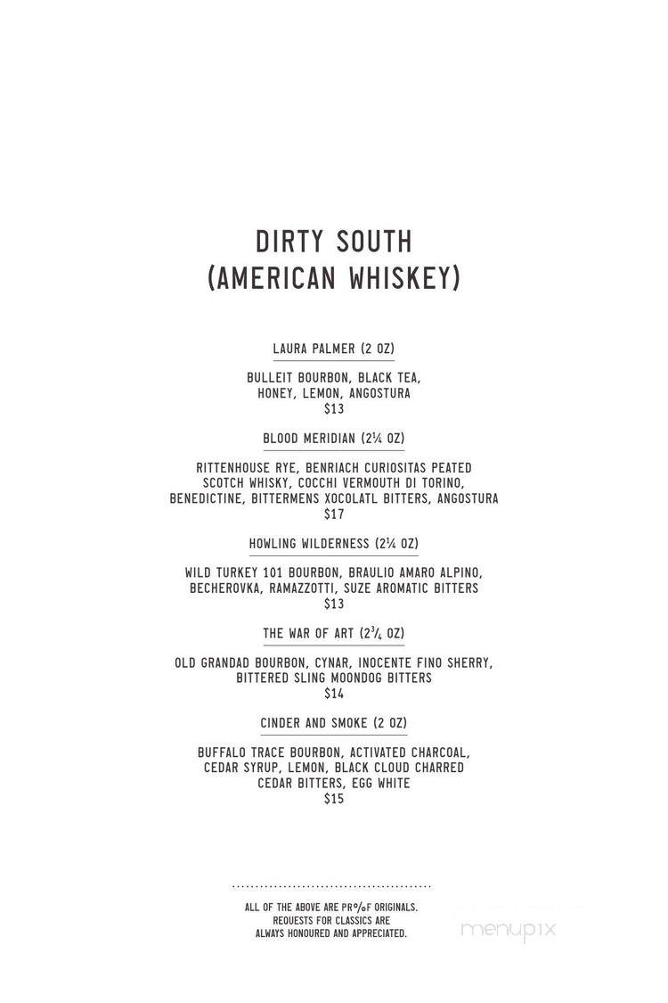 Proof Cocktail Bar - Calgary, AB menu_pic