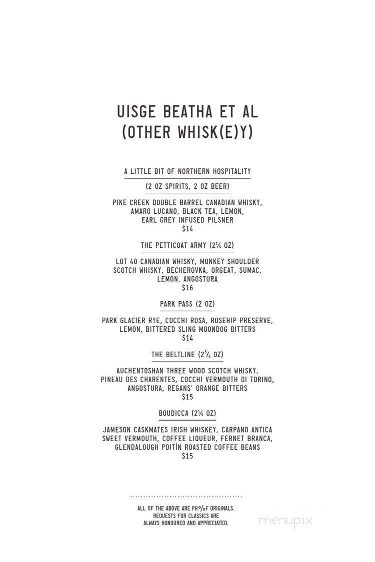 Proof Cocktail Bar - Calgary, AB menu_pic