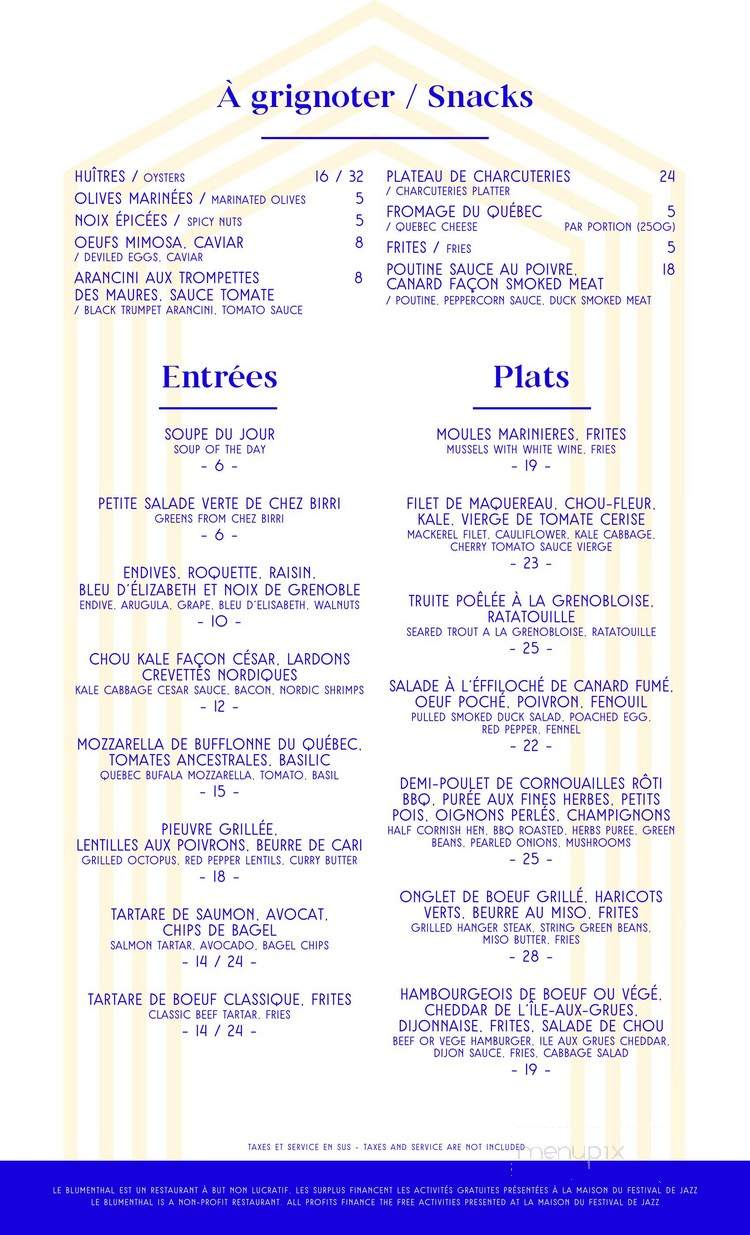 Blumenthal - Montreal, QC menu_pic