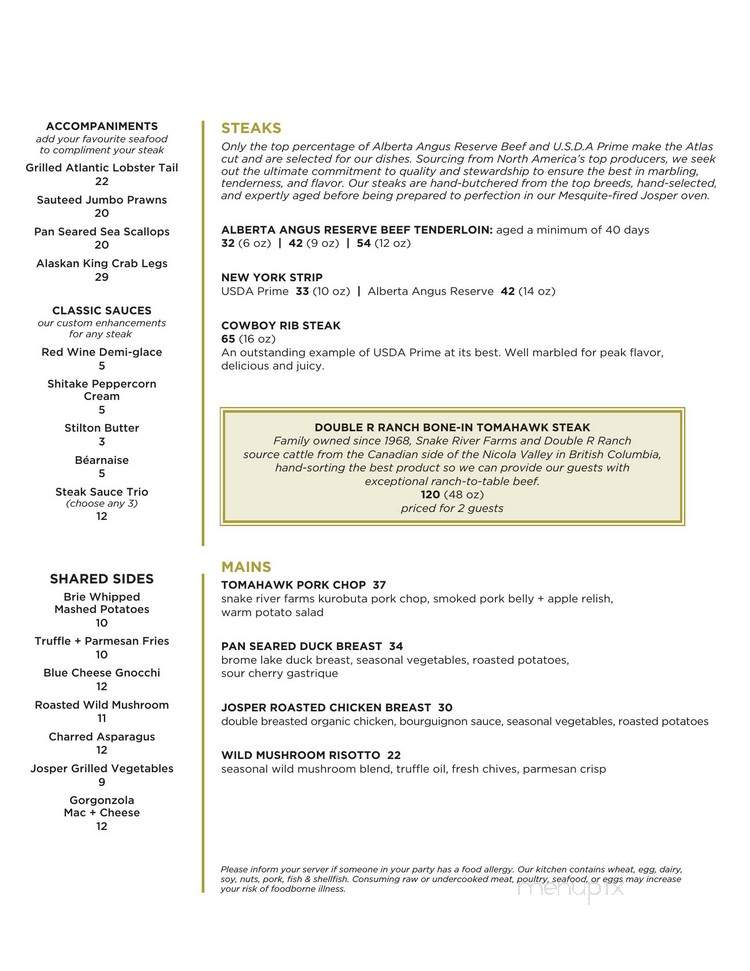 Atlas Steak + Fish - Edmonton, AB menu_pic