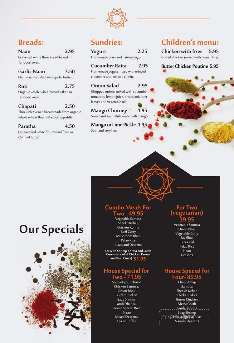 Flavours of India - Kingston, ON menu_pic