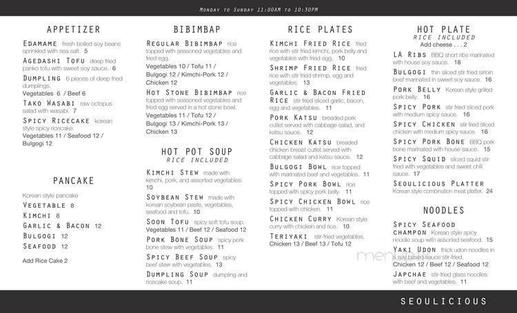 Seoulicious - Toronto, ON menu_pic