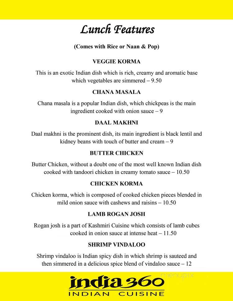 India 360 - Stouffville, ON menu_pic