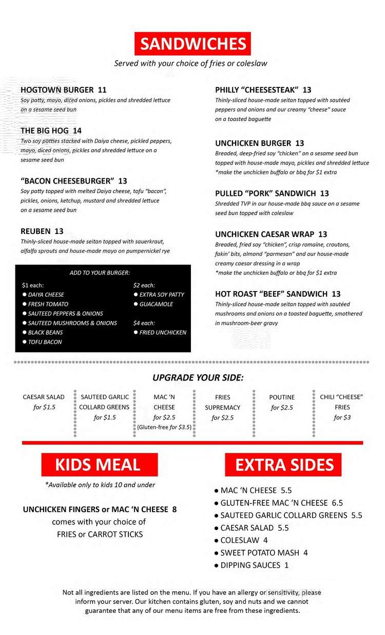 The Hogtown Vegan - Toronto, ON menu_pic