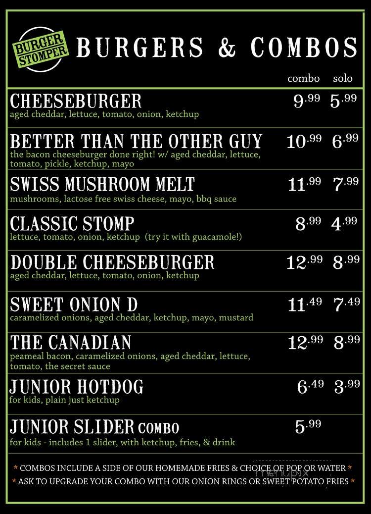 Burger Stomper - Toronto, ON menu_pic