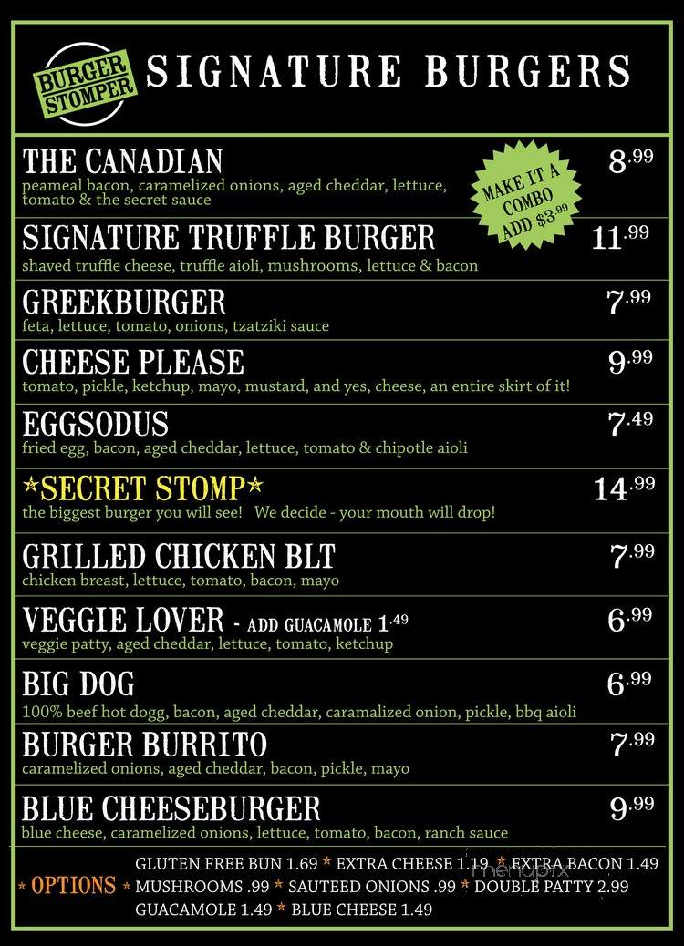 Burger Stomper - Toronto, ON menu_pic