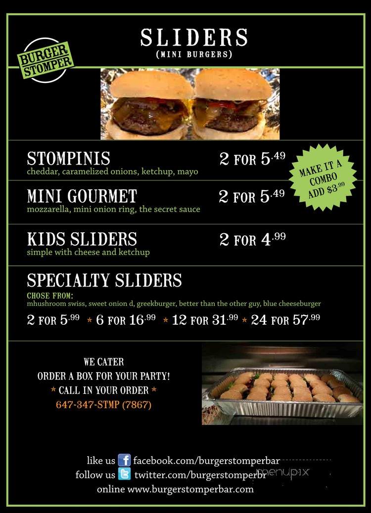 Burger Stomper - Toronto, ON menu_pic