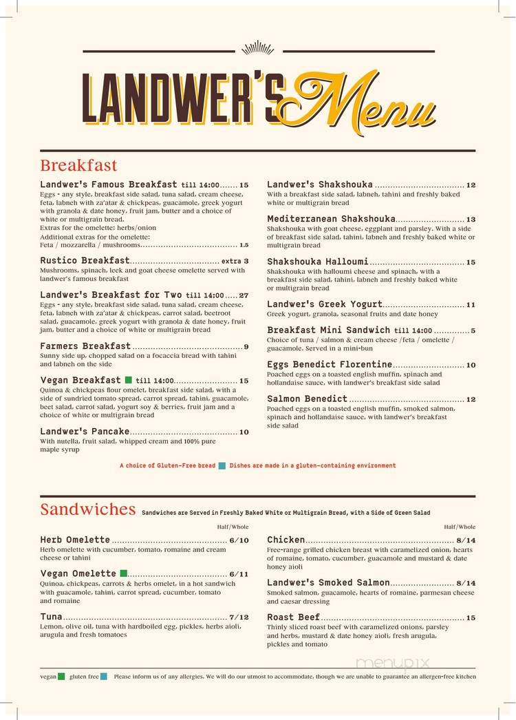 Cafe Landwer - Maple, ON menu_pic