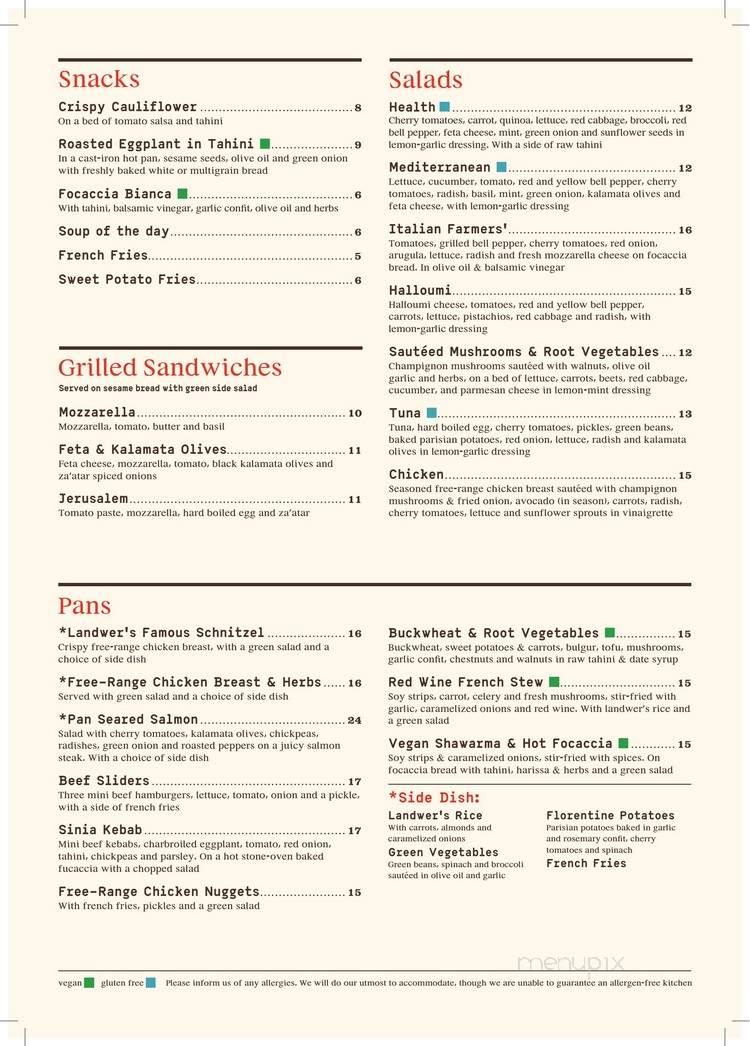 Cafe Landwer - Maple, ON menu_pic