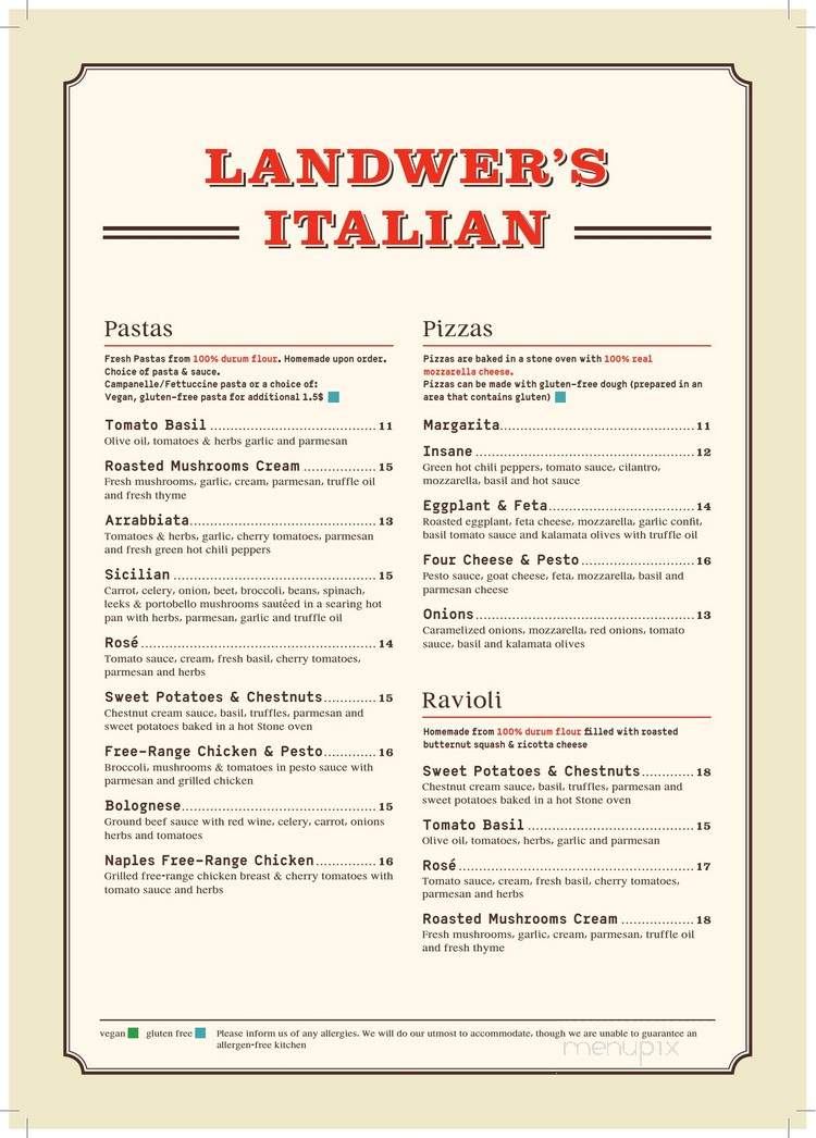 Cafe Landwer - Maple, ON menu_pic