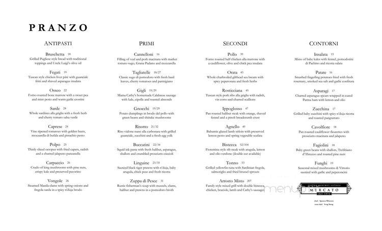 Mercato West - Calgary, AB menu_pic