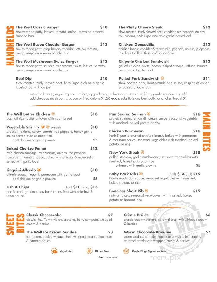 The Well - Maple Ridge, BC menu_pic