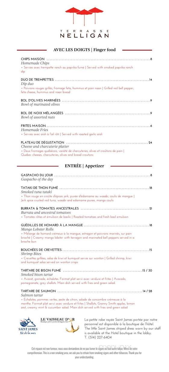Terrasse Nelligan - Montreal, QC menu_pic
