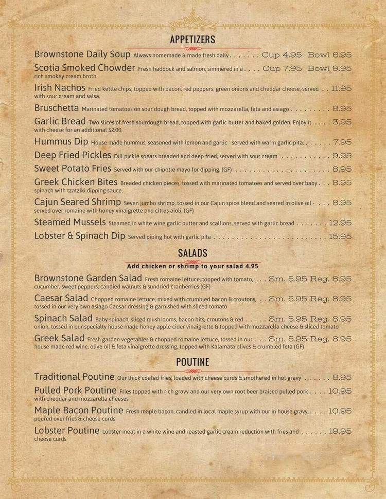 Brownstone Cafe - Antigonish, NS menu_pic