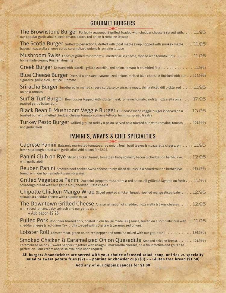 Brownstone Cafe - Antigonish, NS menu_pic