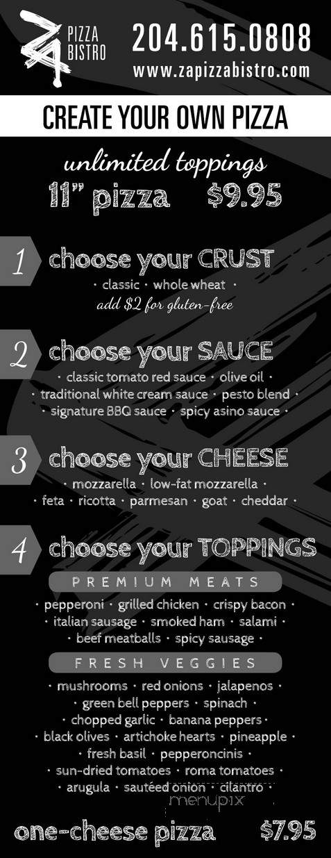ZA Pizza Bistro - Winnipeg, MB menu_pic