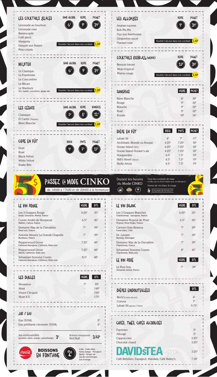 Cinko - Montreal, QC menu_pic