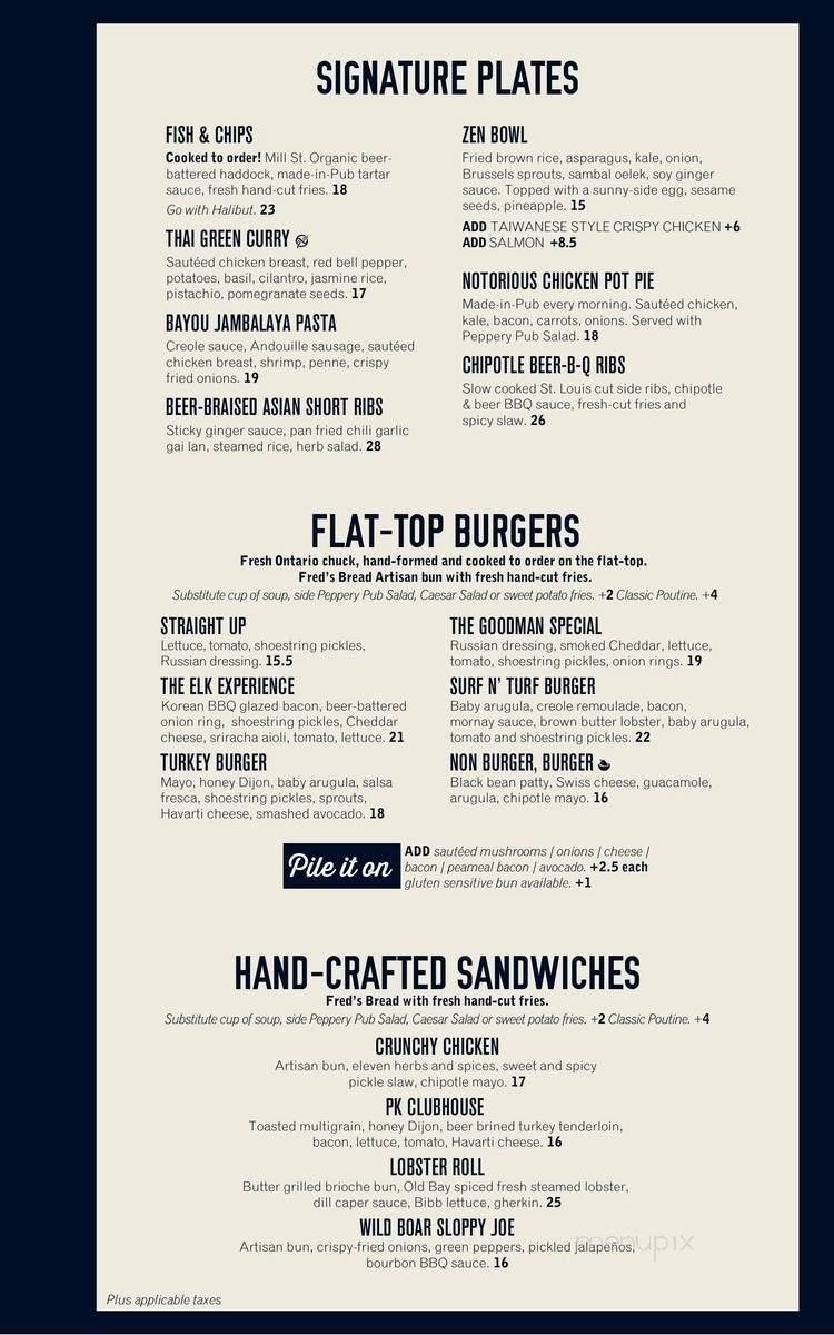 The Goodman Pub & Kitchen - Toronto, ON menu_pic