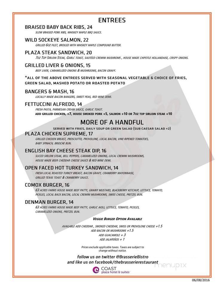 The Brasserie - Vancouver, BC menu_pic