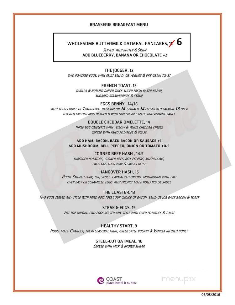 The Brasserie - Vancouver, BC menu_pic