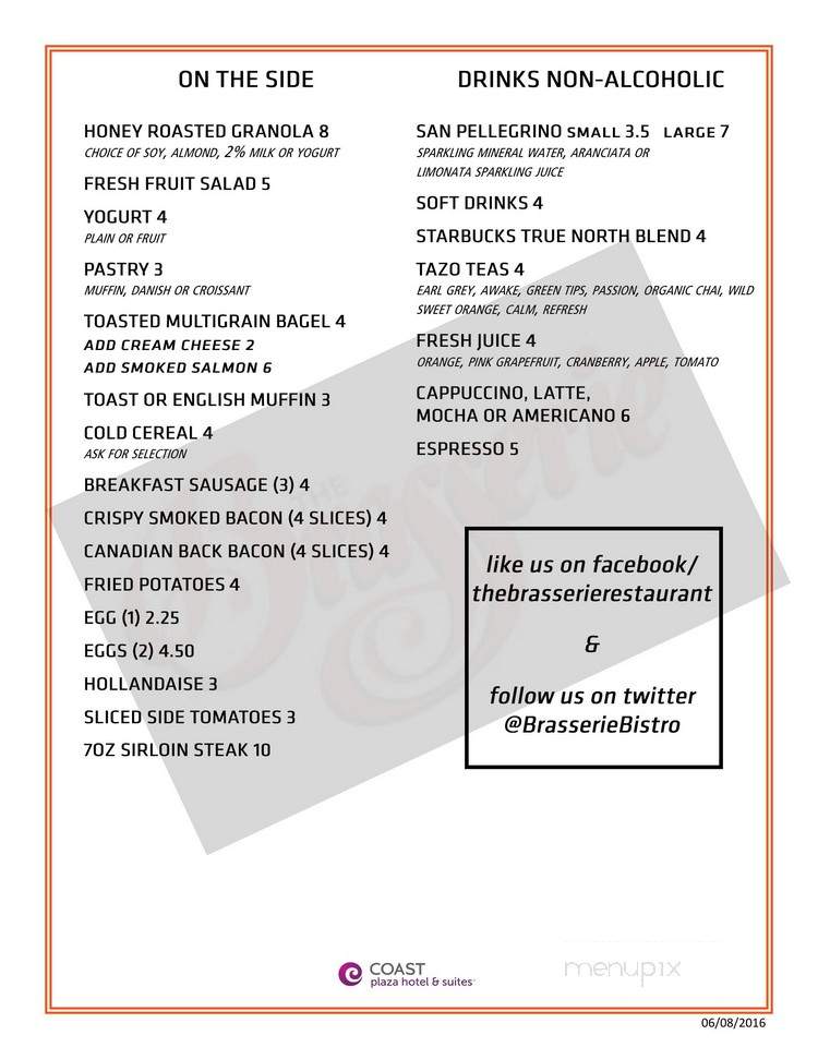 The Brasserie - Vancouver, BC menu_pic