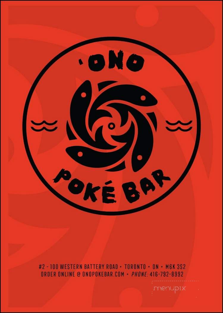 Ono Poke Bar - Toronto, ON menu_pic