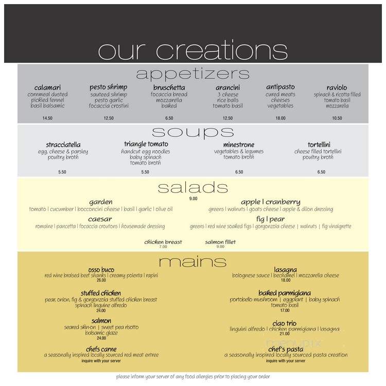 Ciao Pasta Bar - Windsor, ON menu_pic
