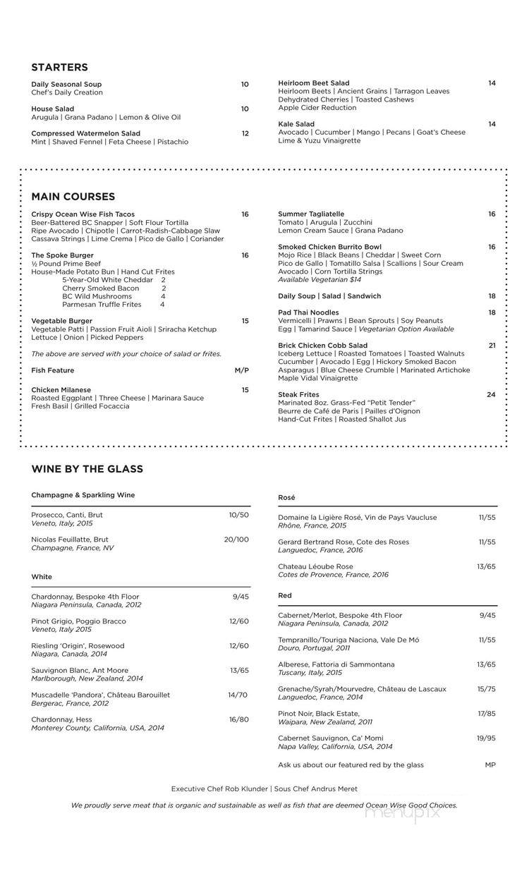 The Spoke Club - Toronto, ON menu_pic