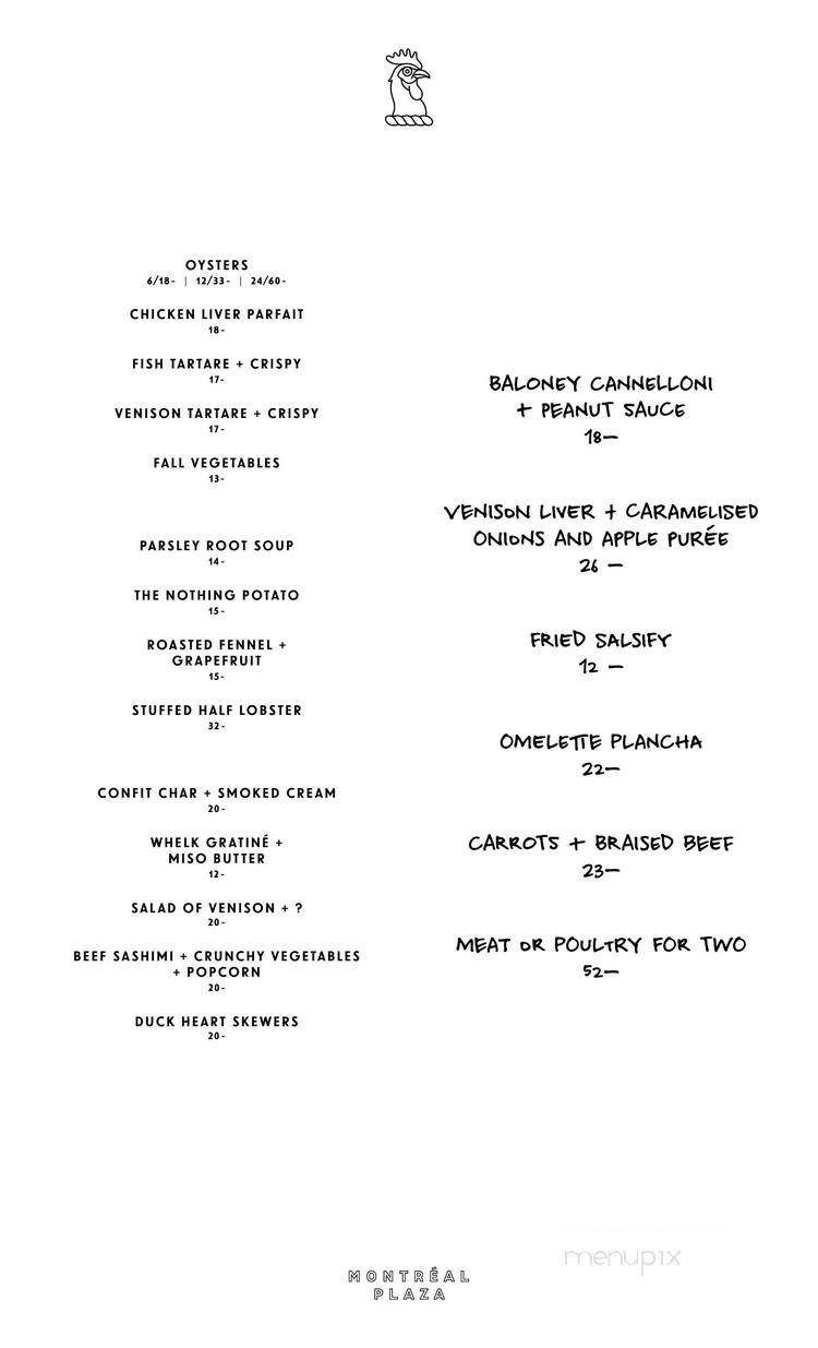 Montreal Plaza - Montreal, QC menu_pic